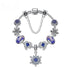 Blue Cat’s Eye & Glass Bead Bracelet – Rhinestone Snowflake Pendant(19cm)