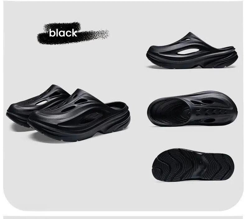 Men's Summer EVA Crocs with 3 Color Options - Breathable, Non-Slip, Comfortable Beach & Casual Sandals(black-43.5-44)