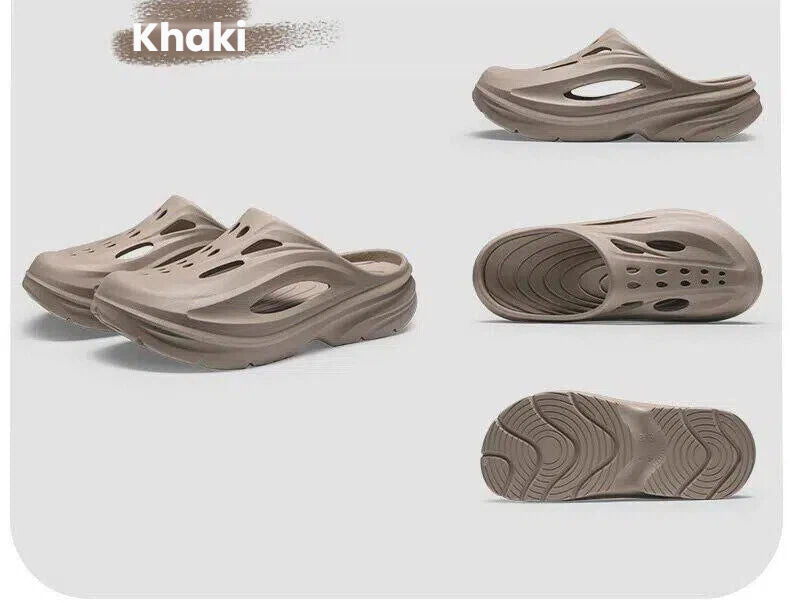 Men's Summer EVA Crocs with 3 Color Options - Breathable, Non-Slip, Comfortable Beach & Casual Sandals(khaki-42.5-43)