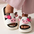 Unisex Cow Cartoon Linen Slippers: EVA Thick Sole Non-Slip Beach Sandals for Couples & Parent-Child, 7 Styles(white-43-44)
