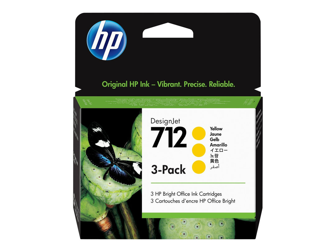 HP 712 3-PACK 29ML YELLOW DESIGNJET INK CARTRIDGE - T230/T250/T650/STUDIO