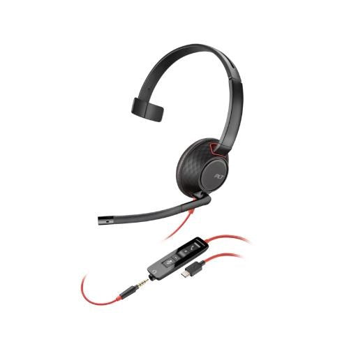 POLY BLACKWIRE 5210 MONAURAL U SB-C HEADSET 3.5MM PLUG USB- C/A ADAPTER