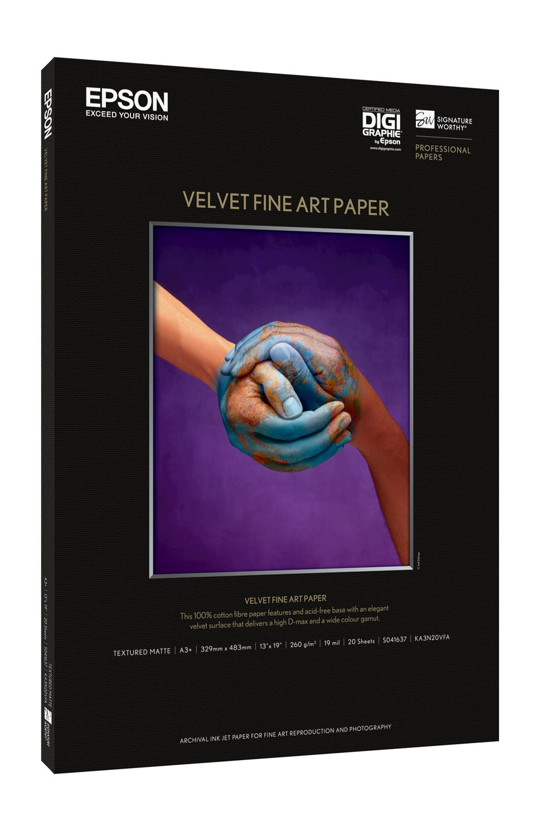 Epson Velvet Fine Art Paper, A3+, 260g/m≤, 20 Blatt