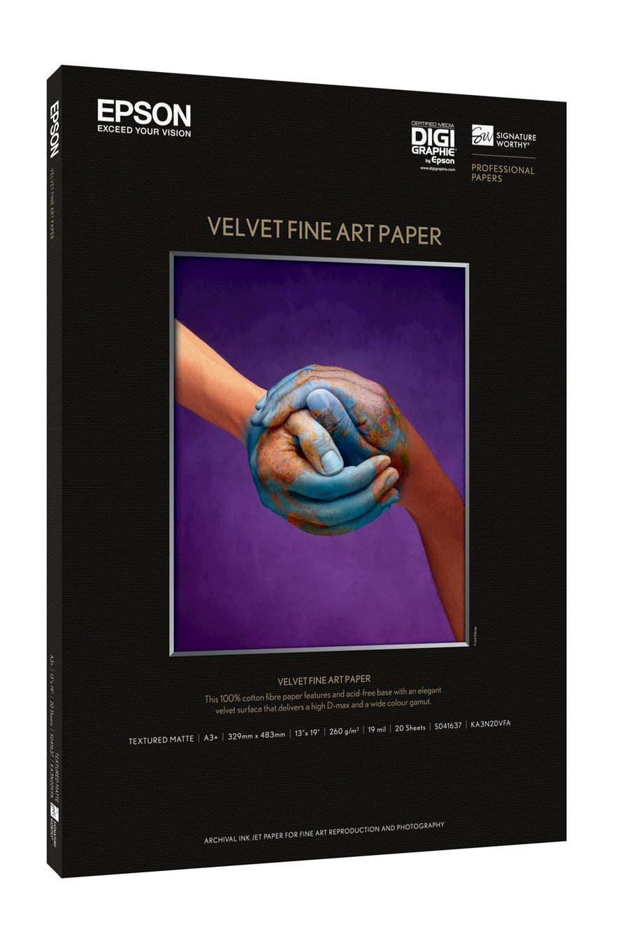Epson Velvet Fine Art Paper, A3+, 260g/m≤, 20 Blatt