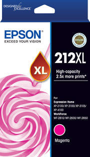 EPSON 212XL MAGENTA INK FOR XP-4100 XP-3105 XP-3100 XP- 2100 WF-2850 WF-2830 WF-2810