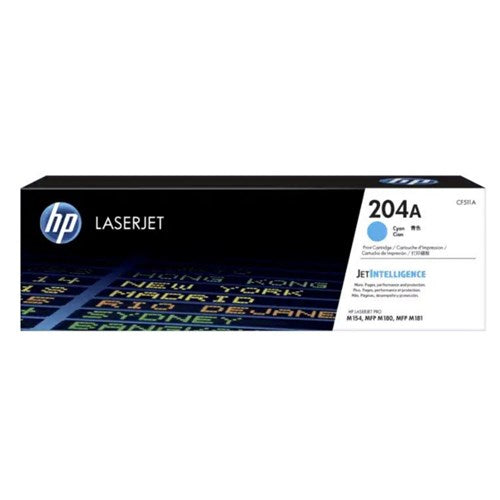 HP 204A CYAN LASERJET TONER 900 PAGES FOR M154A M154NW M180N M181FW