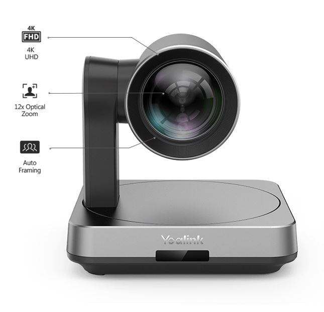Yealink UVC84 Video Conference Camera for Medium and Large Room, True 4K Ultra HD Video, 12x optical and 3x digital zoom, 80 field of view