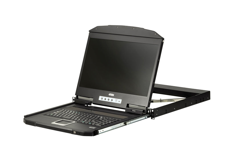 Aten Rackmount Single Rail LCD Console VGA USB w/ 18.5' LCD Display, 1x Custom KVM Cable Included, 1366x768@60hz Display, LED Illumination