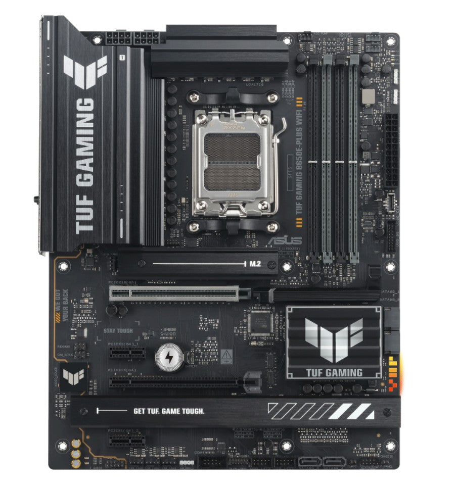ASUS AMD TUF GAMING B650E-PLUS WIFI (AM5) ATX Motherboard, DDR5 (4x), 12+2+1 Power Stages, PCIe 5.0, 3x M.2, Front USB-C, 2.5Gb LAN, Wi-Fi 6E