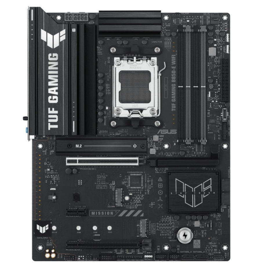ASUS AMD B850 TUF GAMING B850-E WIFI (AM5)  ATX Motherboard 4x DDR5 256B, 1x PCIe 5.0 x16 slot, 3 x M.2 slots, 4 x SATA, Wi-Fi 6E, Realtek 2.5Gb