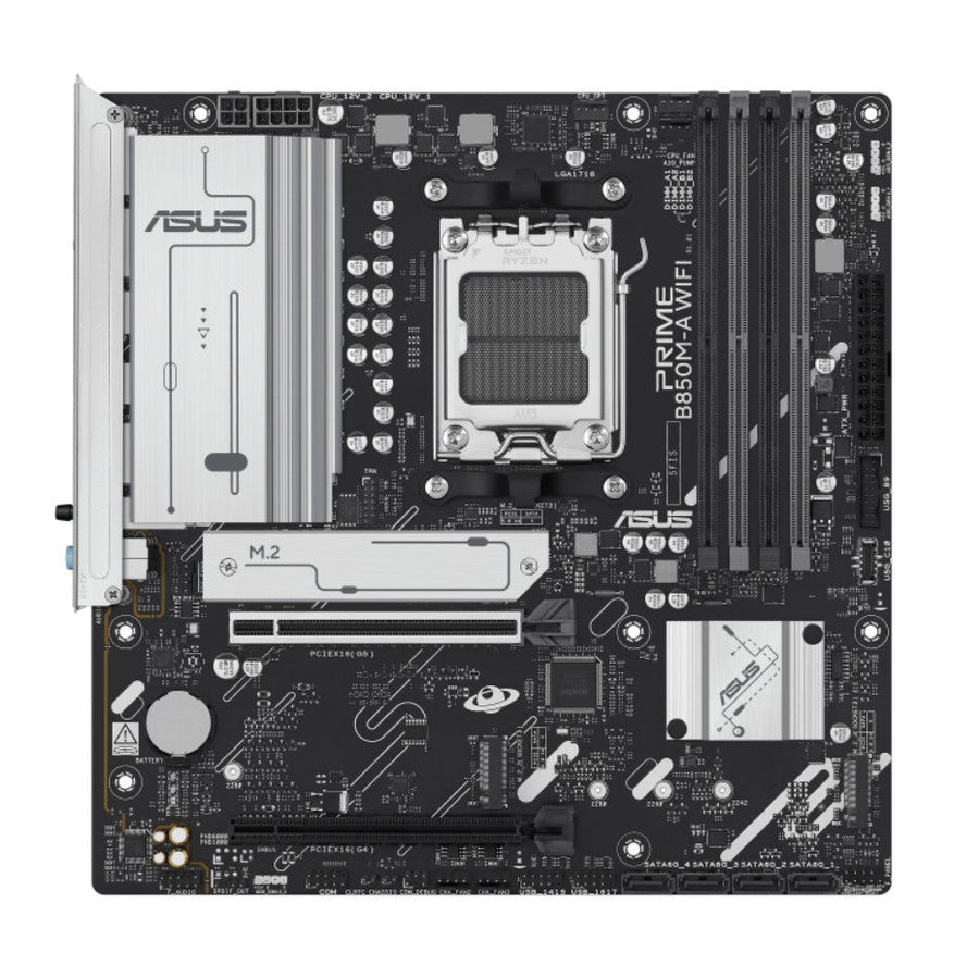 ASUS AMD B850M PRIME B850M-A WIFI-CSM (AM5) mATX Motherboard 4xDDR5, Max 256GB, 1 x PCIe 5.0 x16 slot, 4 x SATA