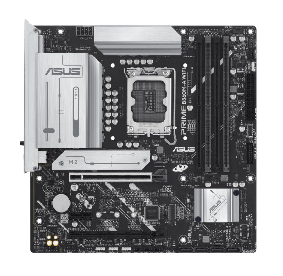 ASUS PRIME B860M-A WIFI-CSM Micro-ATX Motherboard 256GB, DDR5, 1 x PCIe 5.0, 2 x M.2 slots, 4 x SATA, WiFi 6E, 1 x HDMI, 2 x DP