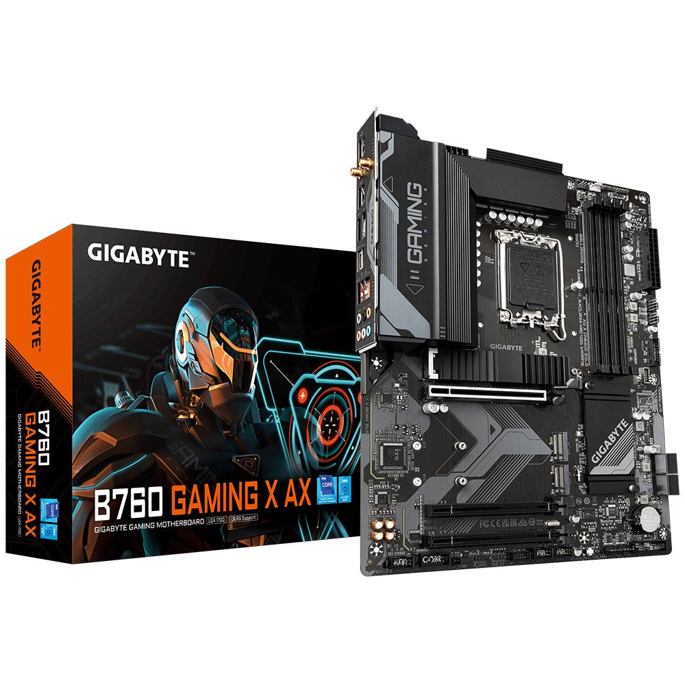 Gigabyte B760 Gaming X AX Intel LGA 1700 ATX Motherboard, 4x DDR5 ~128GB, 3x PCI-E x16, 3x M.2, 4x SATA, 2x USB 3.2, 1x USB-C, 5x USB 2.0