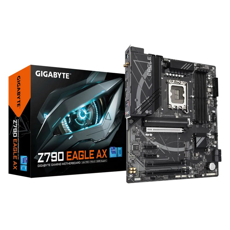 Gigabyte Z790 EAGLE AX Intel LGA 1700 ATX Motherboard, 4x DDR5 ~192GB, 3x PCI-E x16, 3x M.2, 4x SATA, 5x USB 3.2, 1x USB-C, 2x USB 2.0