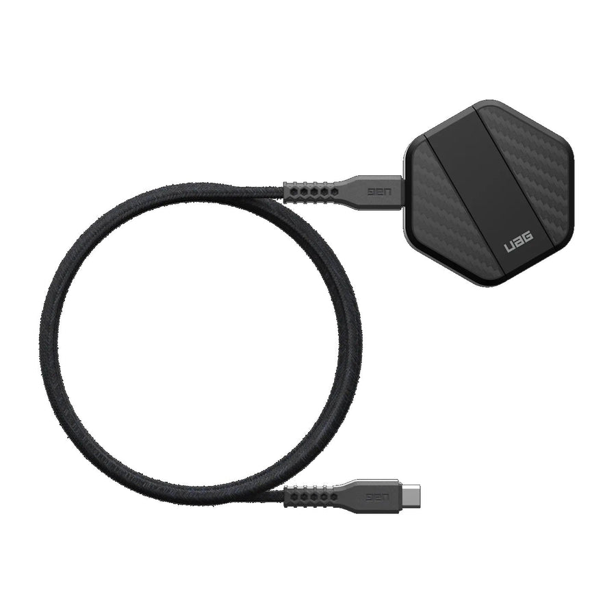 UAG Wireless Charging Pad with Stand - Black/Carbon Fiber(9B4410114042), Up to 15W Of Wireless Power, Detachable 4ft Braided USB-C Cable, 1-Year Warranty