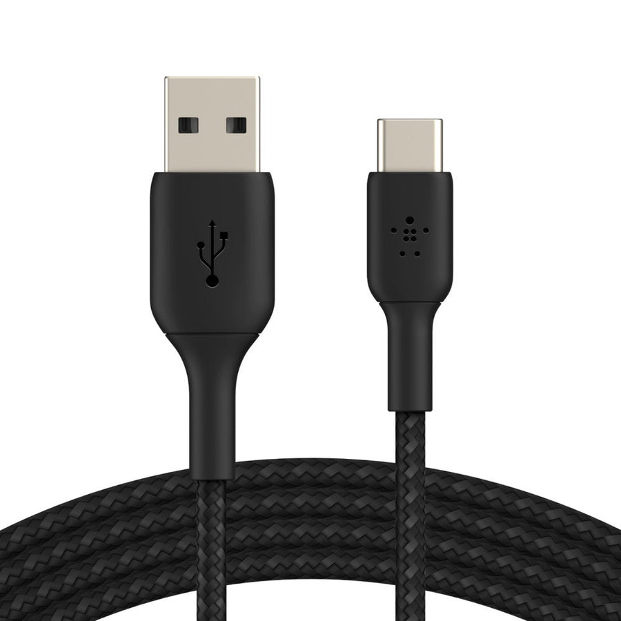 Belkin BoostCharge Braided USB-C to USB-A Cable 2M - Black (CAB002BT2MBK),15W, 480Mbps, 30K+ Bends, Samsung Galaxy,USB-IF Certified, 2 Years Warranty
