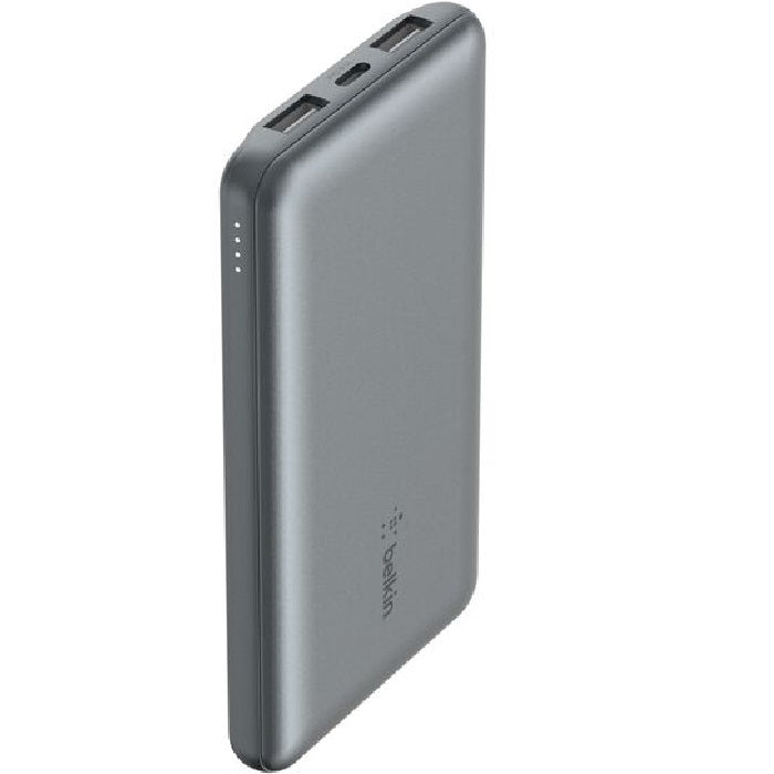 Belkin BoostCharge 10k mAh Power Bank (3 Port) - Space Grey (BPB011btGY), 2xUSB-A (12W), 1xUSB-C (15W), USB-C to USB-A Cable, 2 Years Warranty