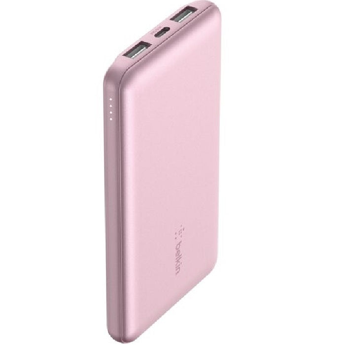 Belkin BoostCharge Power Bank 10K (3 Port) - Pink (BPB011btPK),2xUSB-A (12W),1xUSB-C (15W),USB-C to USB-A Cable,15W Total Power,2 Years Warranty