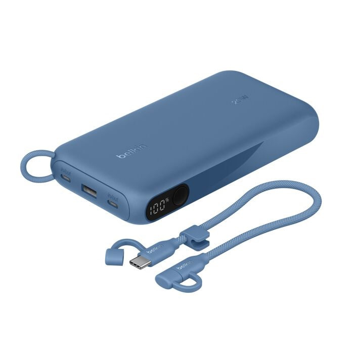Belkin BoostCharge 20K mAh Power Bank with Display + USB-C to USB-C Cable 60W (15CM) - Blue (BPB028fqBL), 20W, 2x USB-C Ports, 2 Years Warranty
