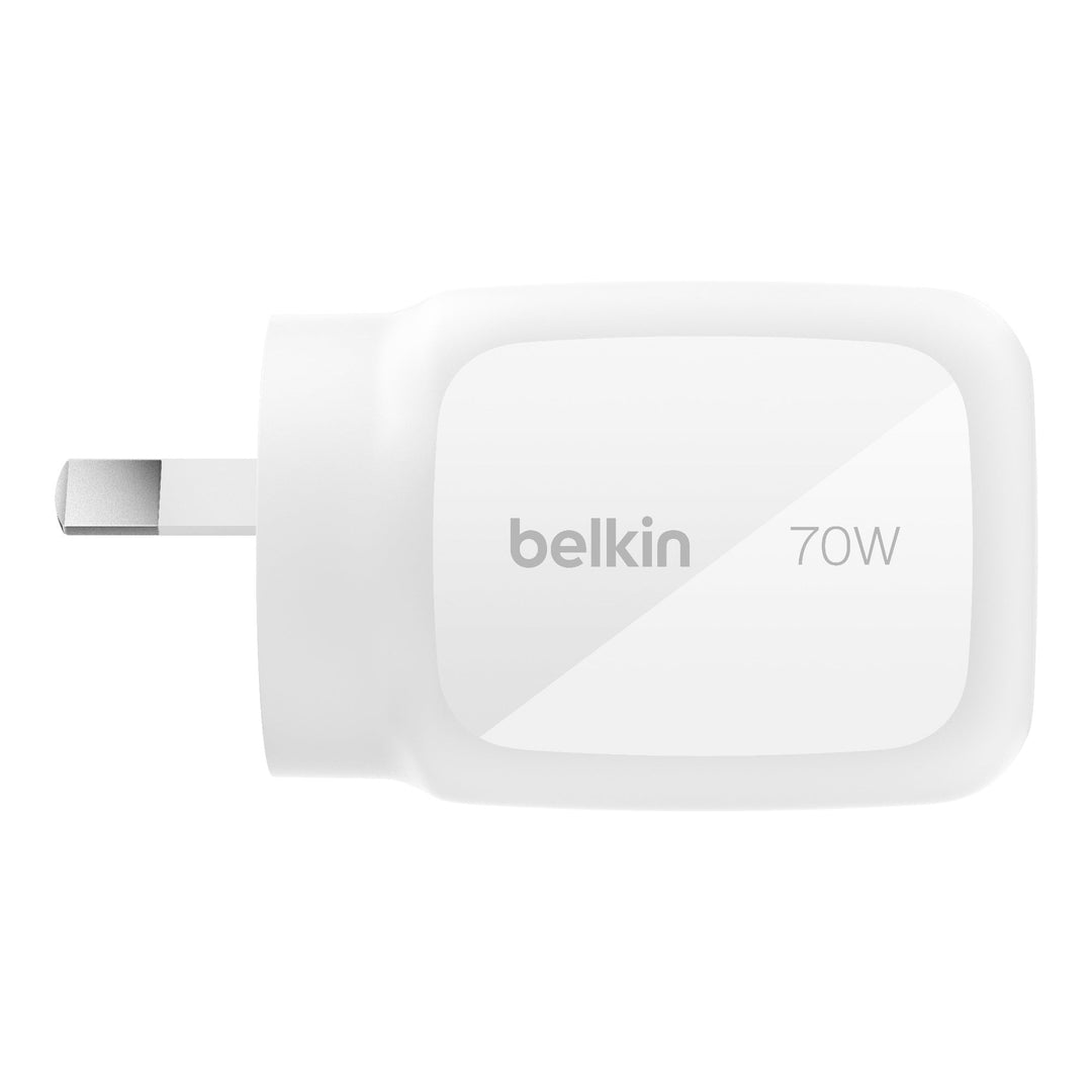 Belkin BoostCharge Pro 70W 3-Port GaN Wall Charger - White (WCH018AUWH)