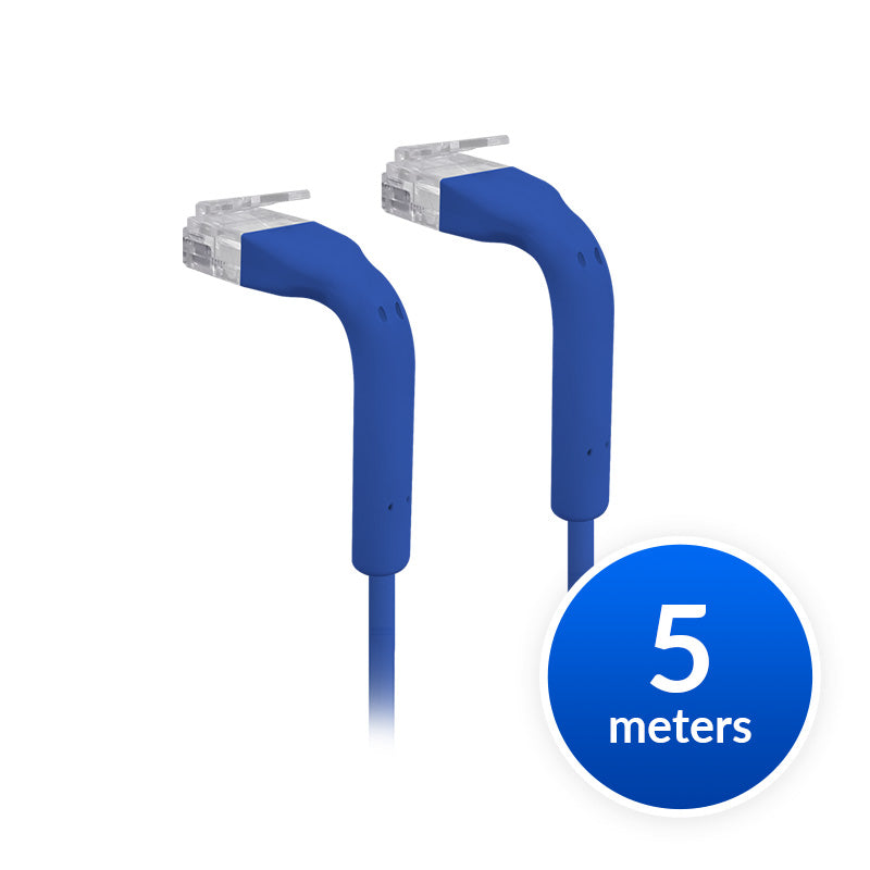Ubiquiti UniFi Patch Cable Single Unit, 5m, Blue, End Bendable to 90 Degree, RJ45 Ethernet Cable, Cat6, Ultra-Thin 3mm Diameter