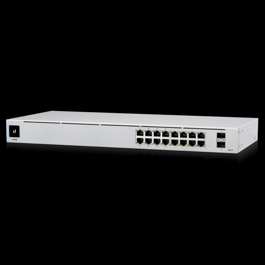 Ubiquiti UniFi 16-port Managed Gigabit Switch - 8x PoE+ Ports, 8x Gigabit Ethernet Ports, 2x SFP , 42W, Touch Display, Fanless , GEN2,