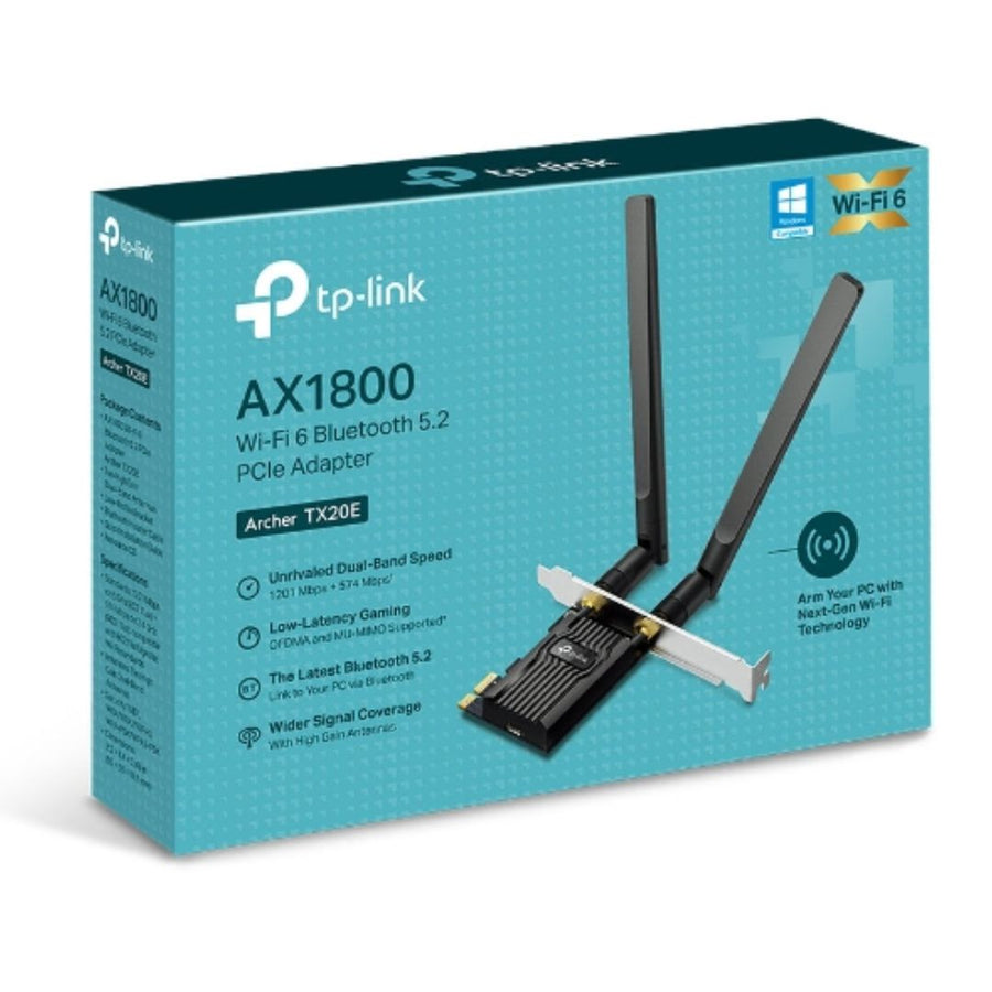 TP-Link Archer TX20E AX1800 Wi-Fi 6 Bluetooth 5.2 PCIe Adapter, 1201Mbps@5GHz,