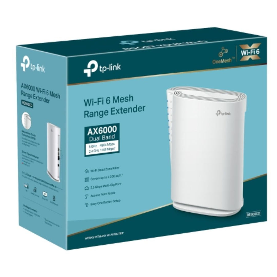 TP-Link RE900XD AX6000 Mesh Wi-Fi 6 Range Extender GHz, 4804Mbps@5 GHz,1×2.5 Gbps Multi-Gig Port+ 2× Gigabit Ports