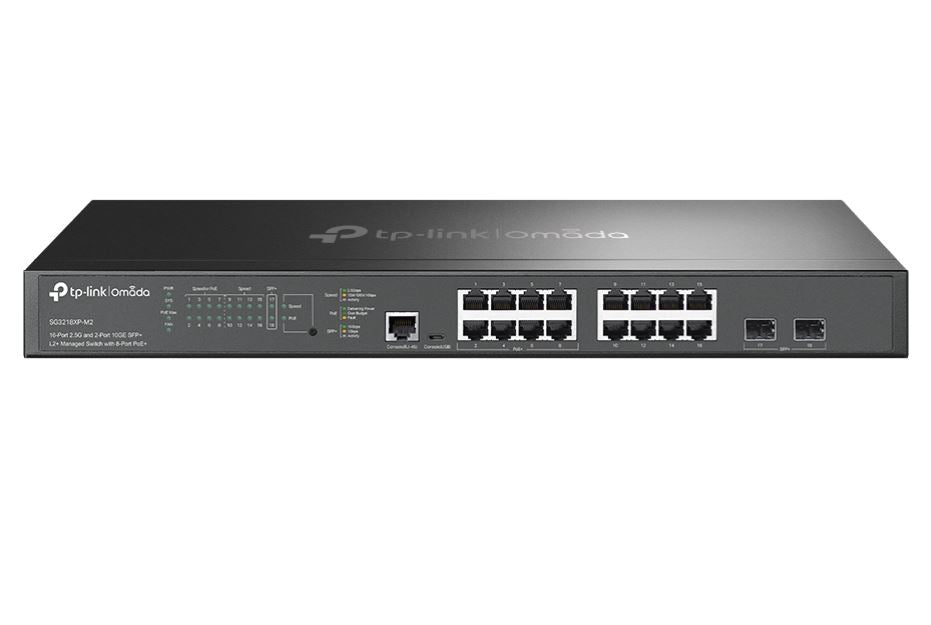 TP-Link SG3218XP-M2, Omada 16-Port 2.5G and 2-Port 10GE SFP+ L2+ Managed Switch with 8-Port PoE+, Integration with Omada SDN Controller,Static Routin
