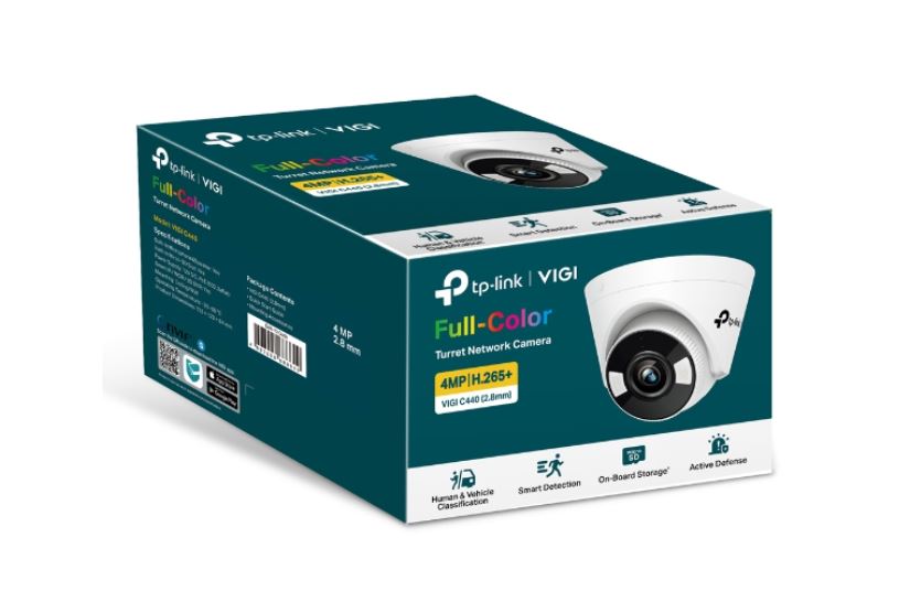 TP-Link VIGI 5MP C450(4mm) Full-Colour Turret Network Camera, 4mm Lens, Two-Way Audio, Corridor Mode, Smart Detection 3YW