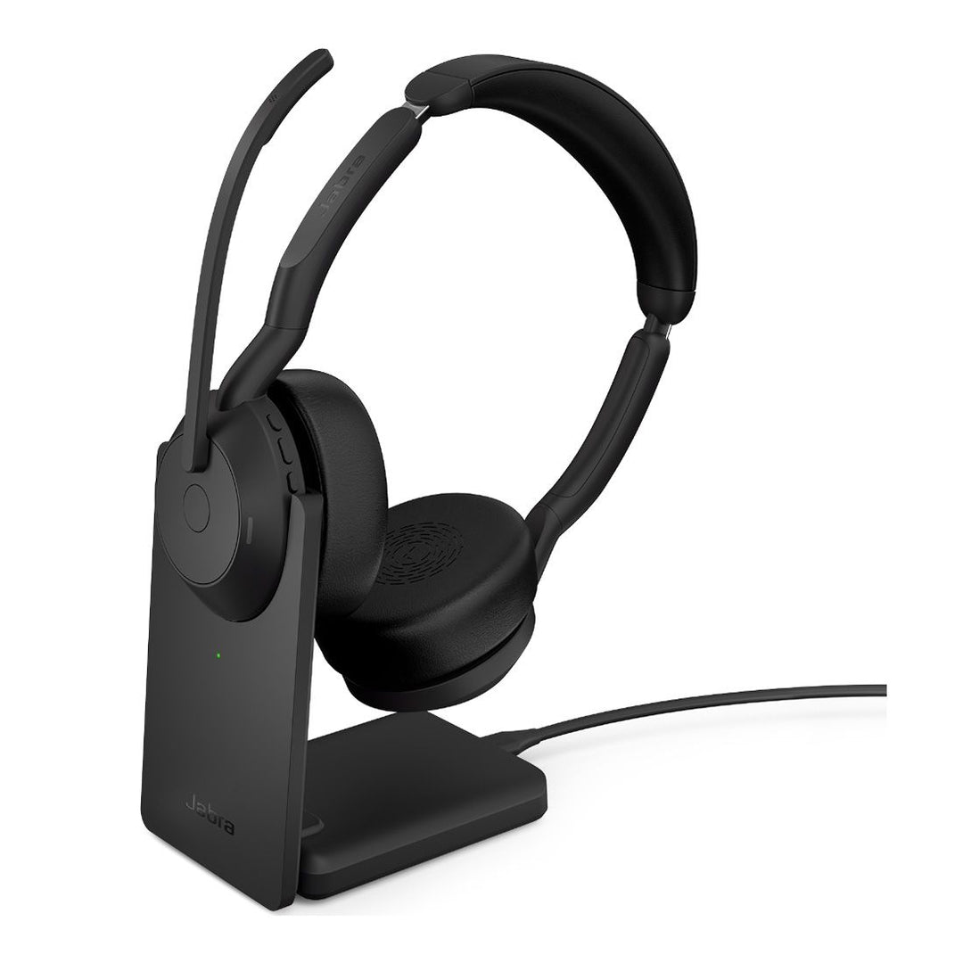 Jabra Evolve2 55, USB A, Stand, MS Teams, Stand Active Noise Cancellation. Link 380 Bluetooth Adapter ,30m Wireless Range, 18 Hours Battery Life