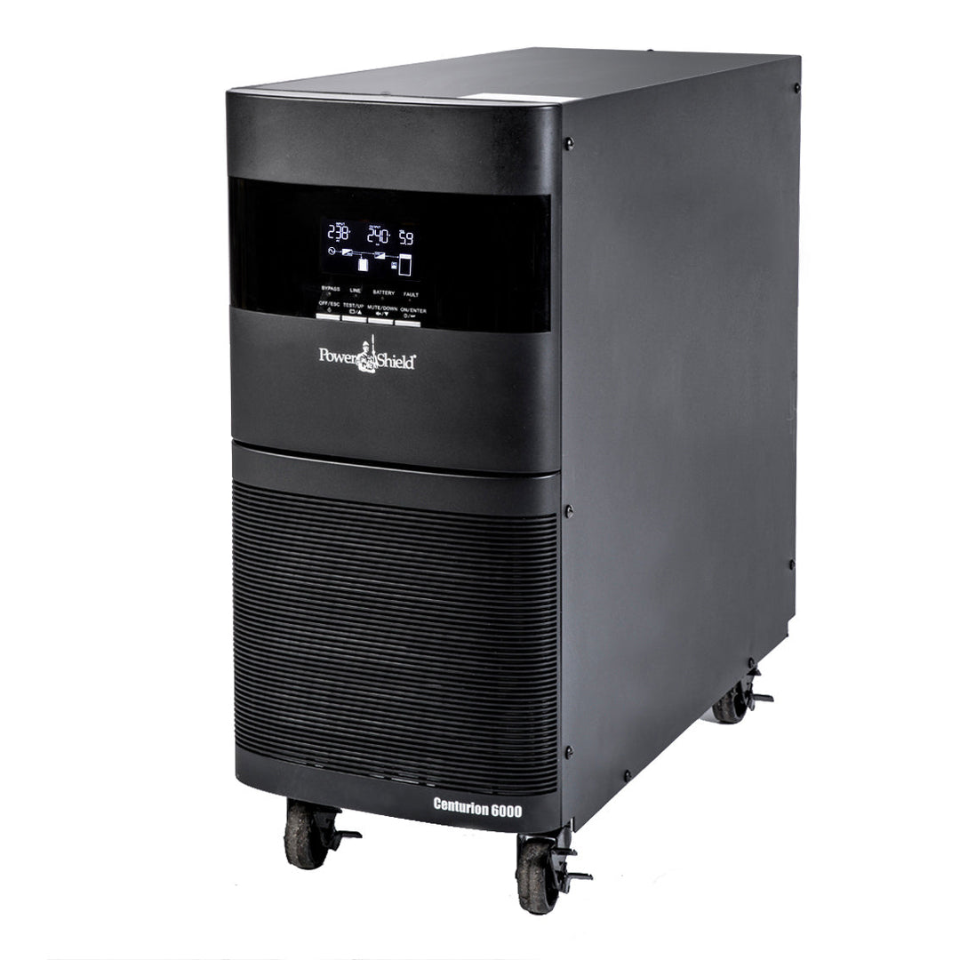 PowerShield Centurion Tower UPS 6000VA/6000W, Hard wired terminal input / outputt, 10A, C13 x 2, hot-swappable batteries, 2-year warranty