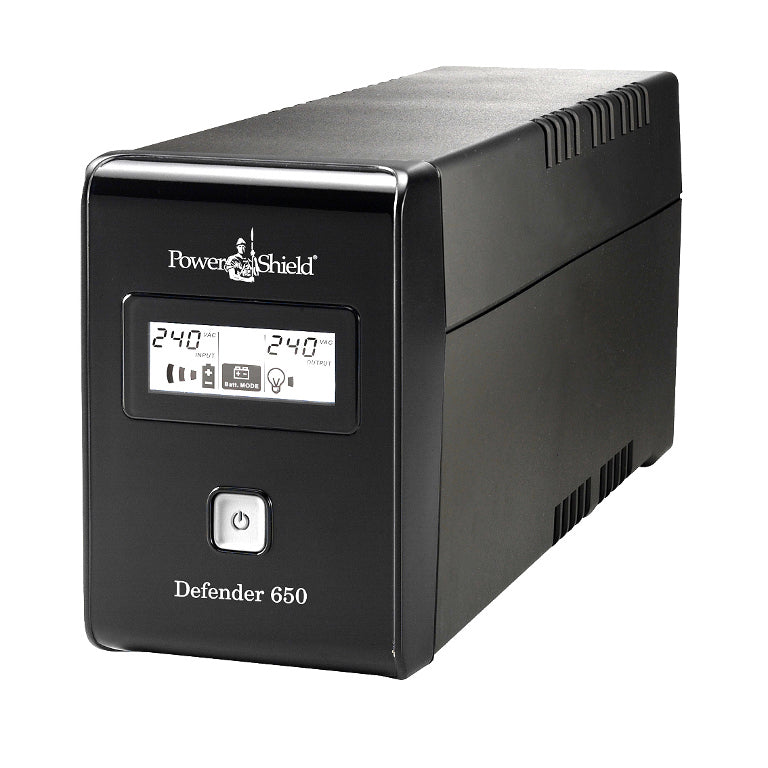 PowerShield Defender 650VA/390W UPS, AVR, LCD display, 2 AU outlets, user-replaceable batteries, 2-year warranty