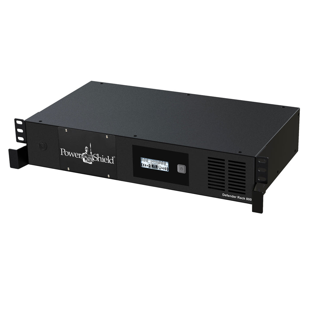 PowerShield Defender RackMount 800VA/480W, 2RU Shallow depth UPS, 6 AUS sockets, 2 x 10 Amp IEC, user-replaceable batteries, 2-year warranty