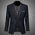 Mens Slim Fit Casual Suit Jacket Single Button (Black)