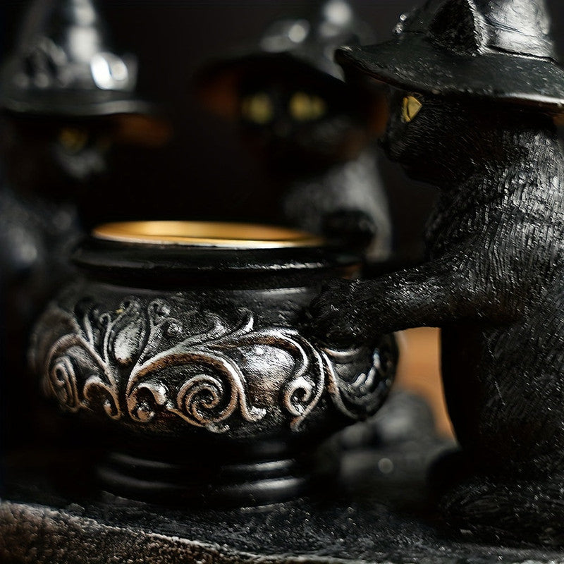 Halloween Witch Cat Sculpture Figurine