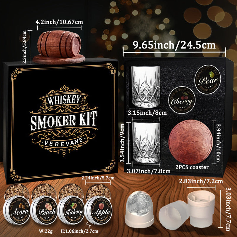 Whiskey Smoker Kit with 6 Wood Flavors & Accessories