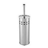 Stainless Steel Toilet Brush With Base and Long-Handled Brush for Bathroom Toilet Cleaning-Silver