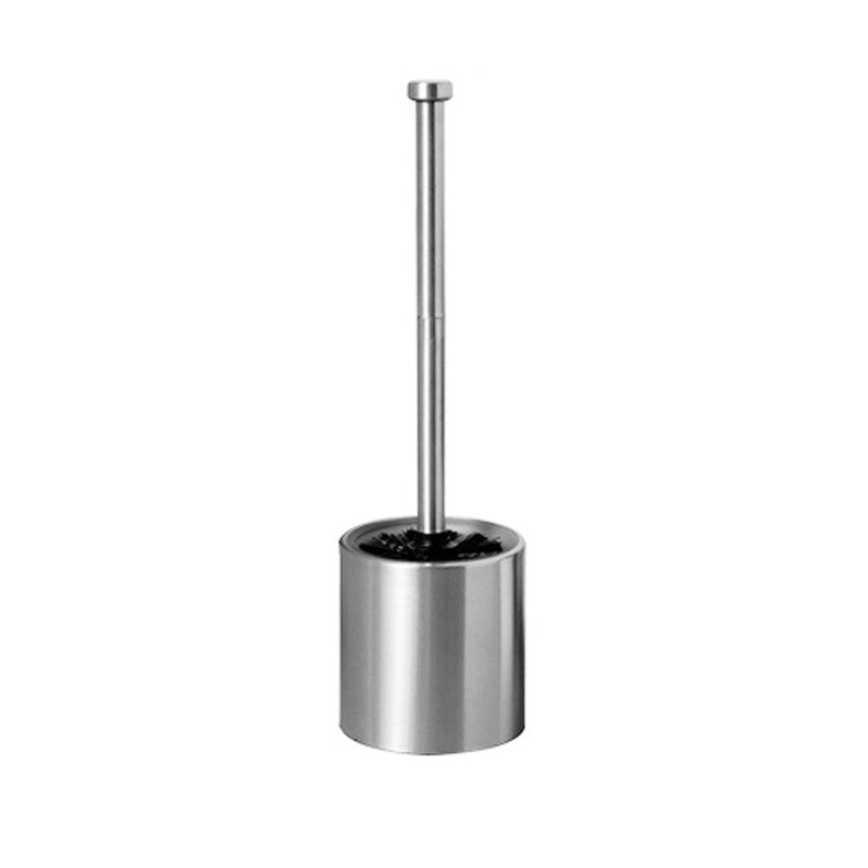 Long-Handled Toilet Brush With Glass Inner Liner For Bathroom Toilet Cleaning-Silver