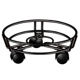 Movable Iron Potted Plant Stand for Home Garden Decoration-Black