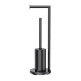 2-in-1 Floor Standing Roll Paper Holder and Toilet Brush For Bathroom and Toilet-Black