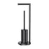 2-in-1 Floor Standing Roll Paper Holder and Toilet Brush For Bathroom and Toilet-Black