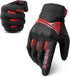 Breathable Mesh Motorcycle Gloves Touchscreen with TPR Palm Pad Hard Knuckle-Red-Medium