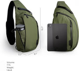 Crossbody Left Shoulder 7.5L - Crossbody Bag Men,Sling Backpack - Fits 12" Tablet - Single Shoulder-Green