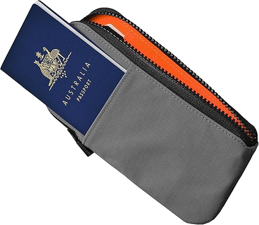 Travel Wallet - RFID Passport Holder, Self Locking Zipper Wear & Tear-Resistant Material, 3 Passport Pockets and 5 Card Slots - HUB Accessories-Grey