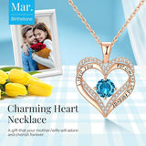 18K Rose Gold Necklaces for Women, 930 Sterling Silver Gifts for Mothers Day, Jewelry for Wife Mom Her Girlfriend, Birthstone Diamond Necklace for Birthday Anniversary, Heart Pendant Jewelry-DEC
