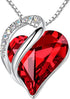 nfinity Love Heart Necklace, Birthstone Necklace for Women, Jewelry for Women with Healing Crystals, Allergy Free Pendant Necklace-01-January & July-Siam Ruby Red