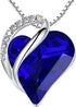 Infinity Love Heart Necklace, Birthstone Necklace for Women, Jewelry for Women with Healing Crystals, Allergym Free Pendant Necklace-09b-September-Sapphire Blue