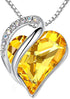 Infinity Love Heart Necklace, Birthstone Necklace for Women, Jewelry for Women with Healing Crystals, Allergy Free Pendant Necklace-11b-November-Citrine Yellow