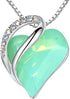 Infinity Love Heart Necklace, Birthstone Necklace for Women, Jewelry for Women with Healing Crystals, Allergy Free Pendant Necklace-17-Luck-Opal Green